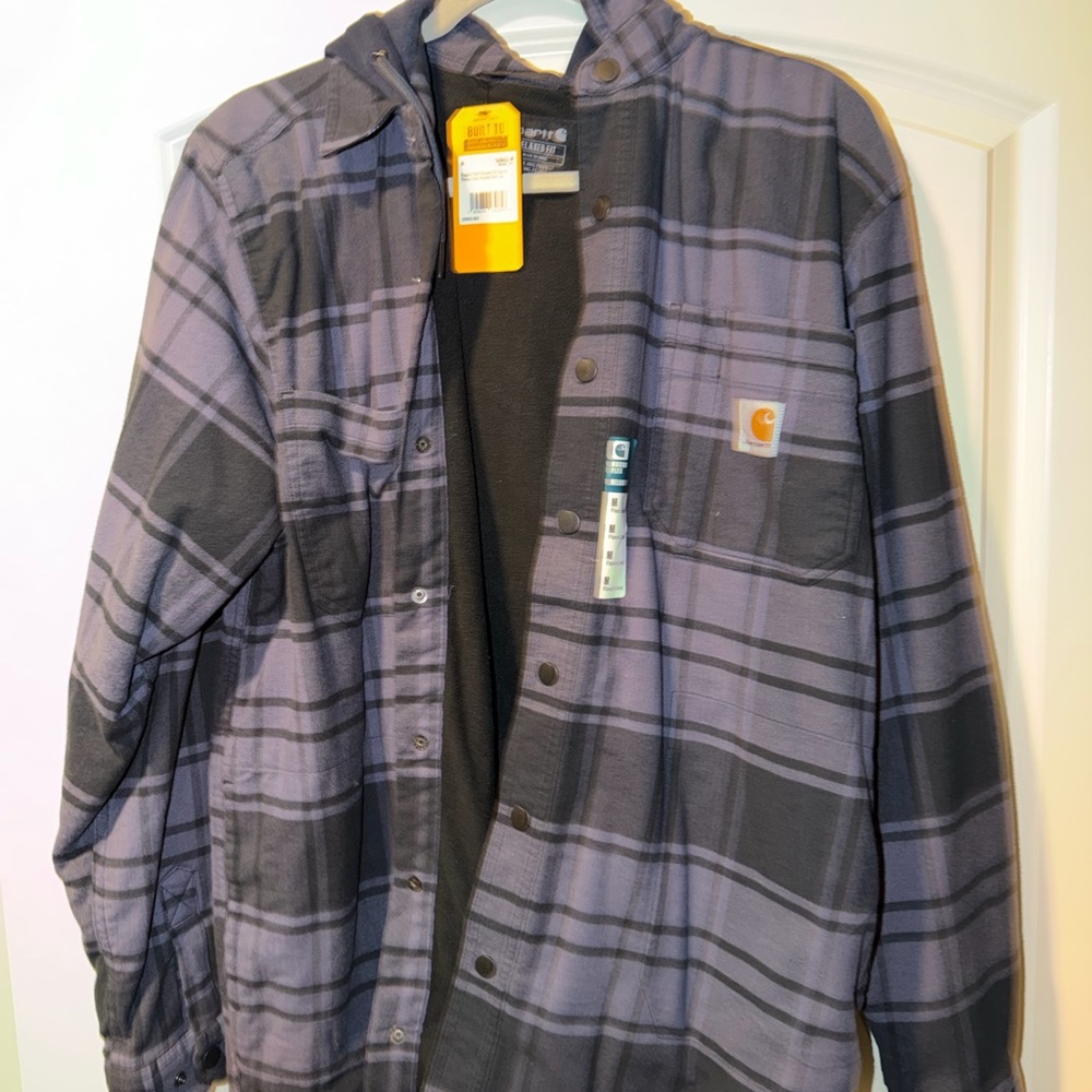 Carhartt Blue Plaid Fleece-Lined Shirt Jacket